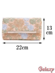 画像3: 2way*上品グレイッシュカラー*フラワー刺繍*ショルダーチェーン付きクラッチ*パーティーバッグ (3)