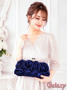 画像11: 3way*チェーンショルダー付き*ローズコサージュ*サテンがま口クラッチバック*1color (11)