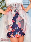 画像10: 【Rich or Die】豪華クリスタルビジュー＆パール装飾*フラワーレース重ねふわふわ２段ティアードオーガンジー*花柄インナーミニロングドレス*M/L (10)
