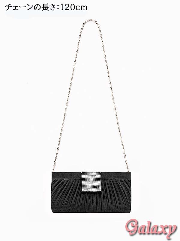 画像13: 3way*チェーンショルダー付き*プリーツ＆BIGシルバーバックル*クラッチバッグ*1color (13)