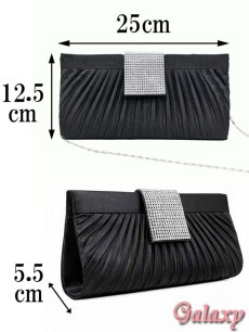 画像7: 3way*チェーンショルダー付き*プリーツ＆BIGシルバーバックル*クラッチバッグ*1color (7)