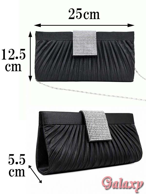 画像7: 3way*チェーンショルダー付き*プリーツ＆BIGシルバーバックル*クラッチバッグ*1color (7)