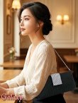 画像4: 3way*チェーンショルダー付き*プリーツ＆BIGシルバーバックル*クラッチバッグ*1color (4)