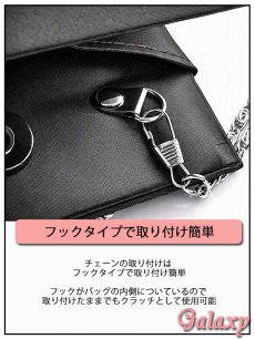 画像9: 3way*チェーンショルダー付き*プリーツ＆BIGシルバーバックル*クラッチバッグ*1color (9)