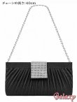 画像12: 3way*チェーンショルダー付き*プリーツ＆BIGシルバーバックル*クラッチバッグ*1color (12)