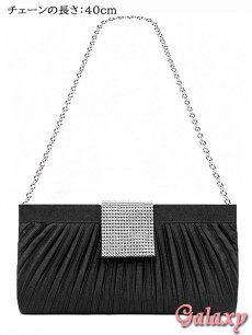 画像12: 3way*チェーンショルダー付き*プリーツ＆BIGシルバーバックル*クラッチバッグ*1color (12)