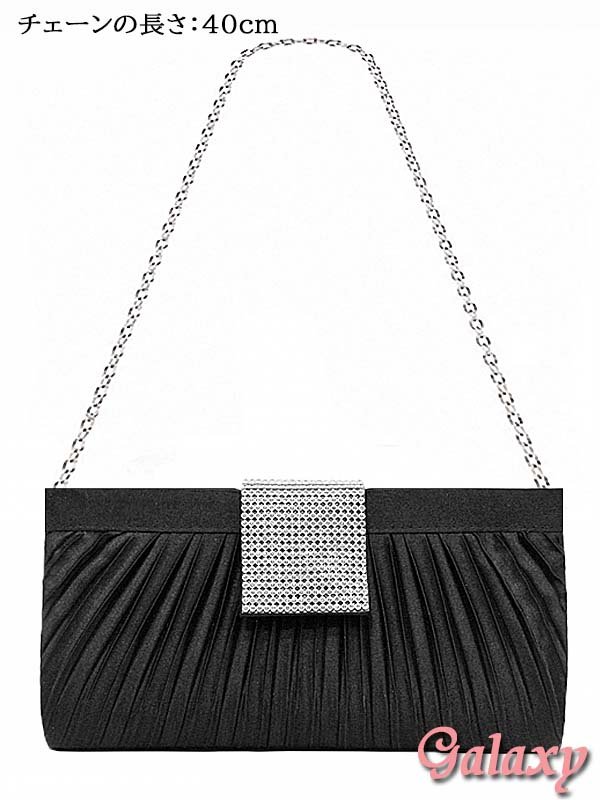 画像12: 3way*チェーンショルダー付き*プリーツ＆BIGシルバーバックル*クラッチバッグ*1color (12)