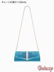 画像5: 3way*チェーンショルダー付き*センターシルバークリスタルビジュ*プリーツサテンクラッチバッグ*1color (5)