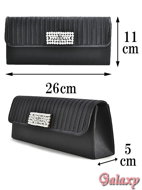 画像3: 3way*チェーンショルダー付き*プリーツ×ビジュー*クラッチバッグ*1color (3)
