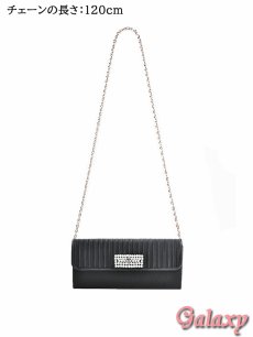 画像5: 3way*チェーンショルダー付き*プリーツ×ビジュー*クラッチバッグ*1color (5)
