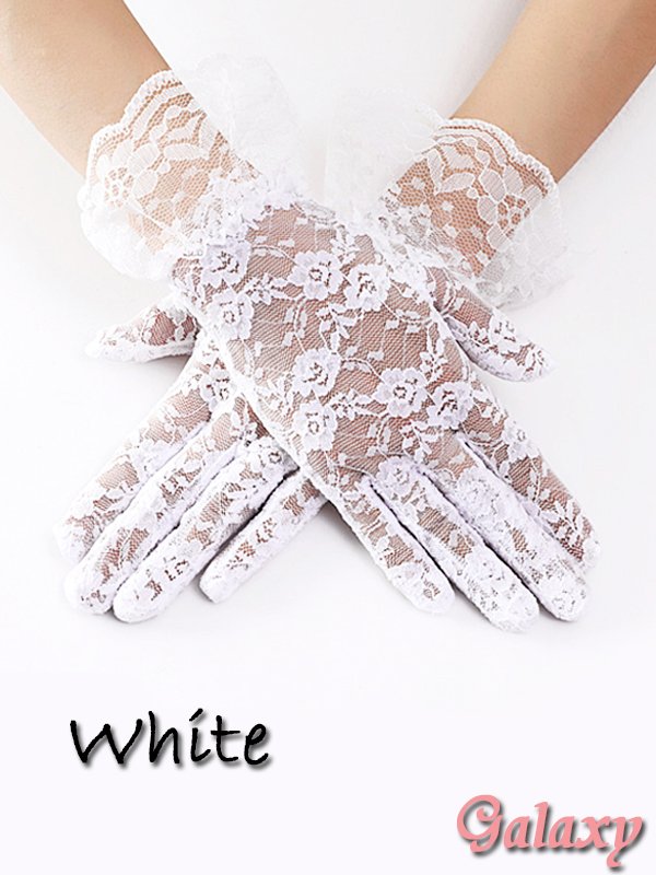 画像6: クラシカルフラワー*総レース*フリルカフ*ショートグローブ*2color (6)