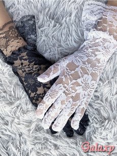 画像10: クラシカルフラワー*総レース*フリルカフ*ショートグローブ*2color (10)