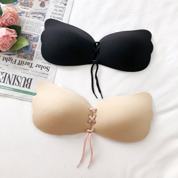 画像4: フロントスピンドルで簡単美谷間ＭＡＫＥ*シームレスウィング編み上げブラ*2color (4)