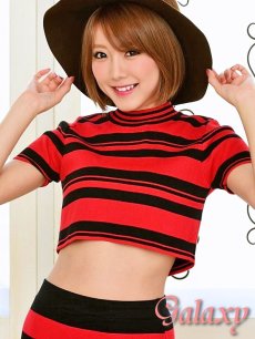画像11: ニット素材*ボーダー柄ショート丈トップス＆スカートセットアップ*2color (11)