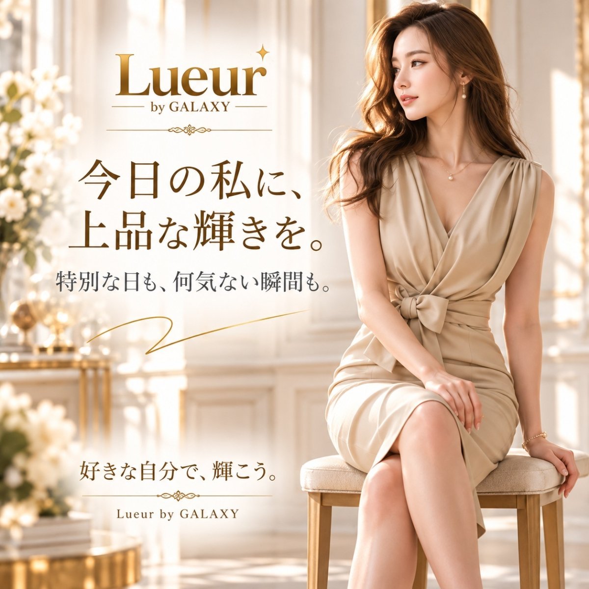 画像11: Lueur by GALAXY｜サイドリボン ドレープワンピース サンドベージュ (11)